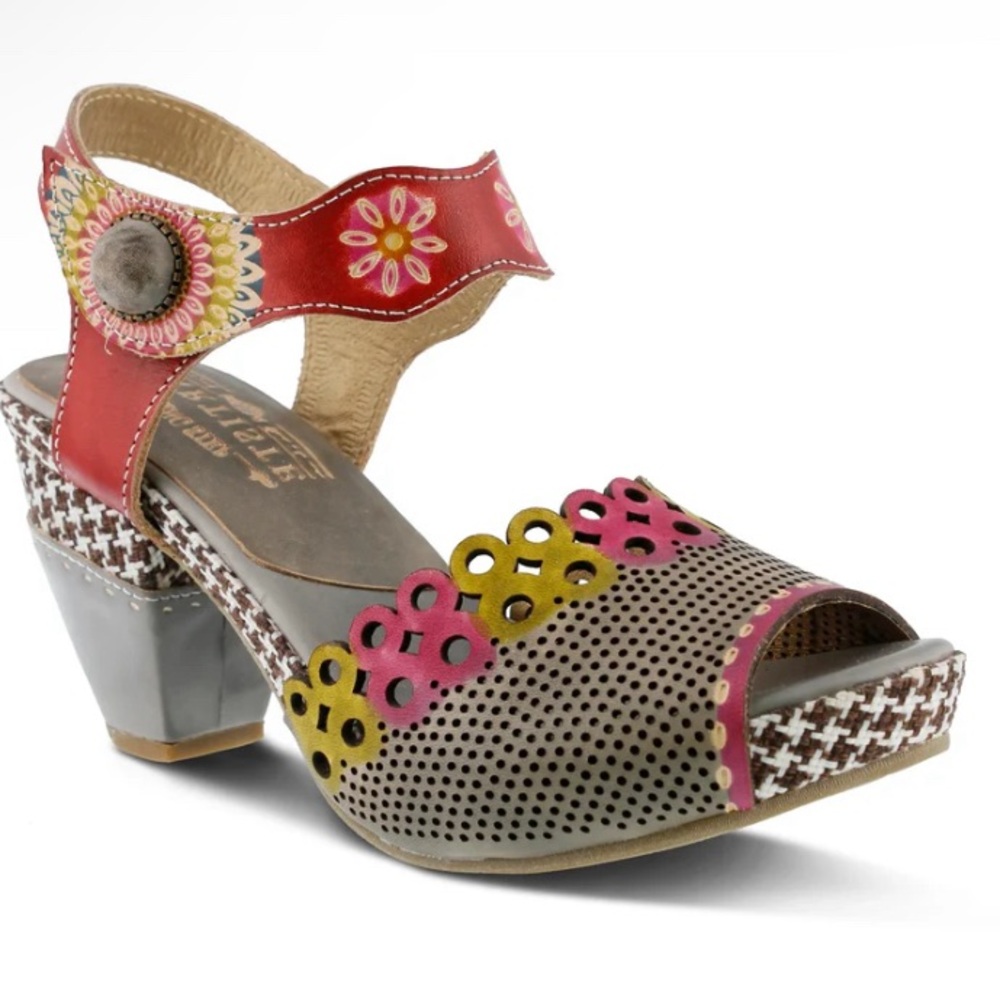 Artistic Red and Gray Women's Heels